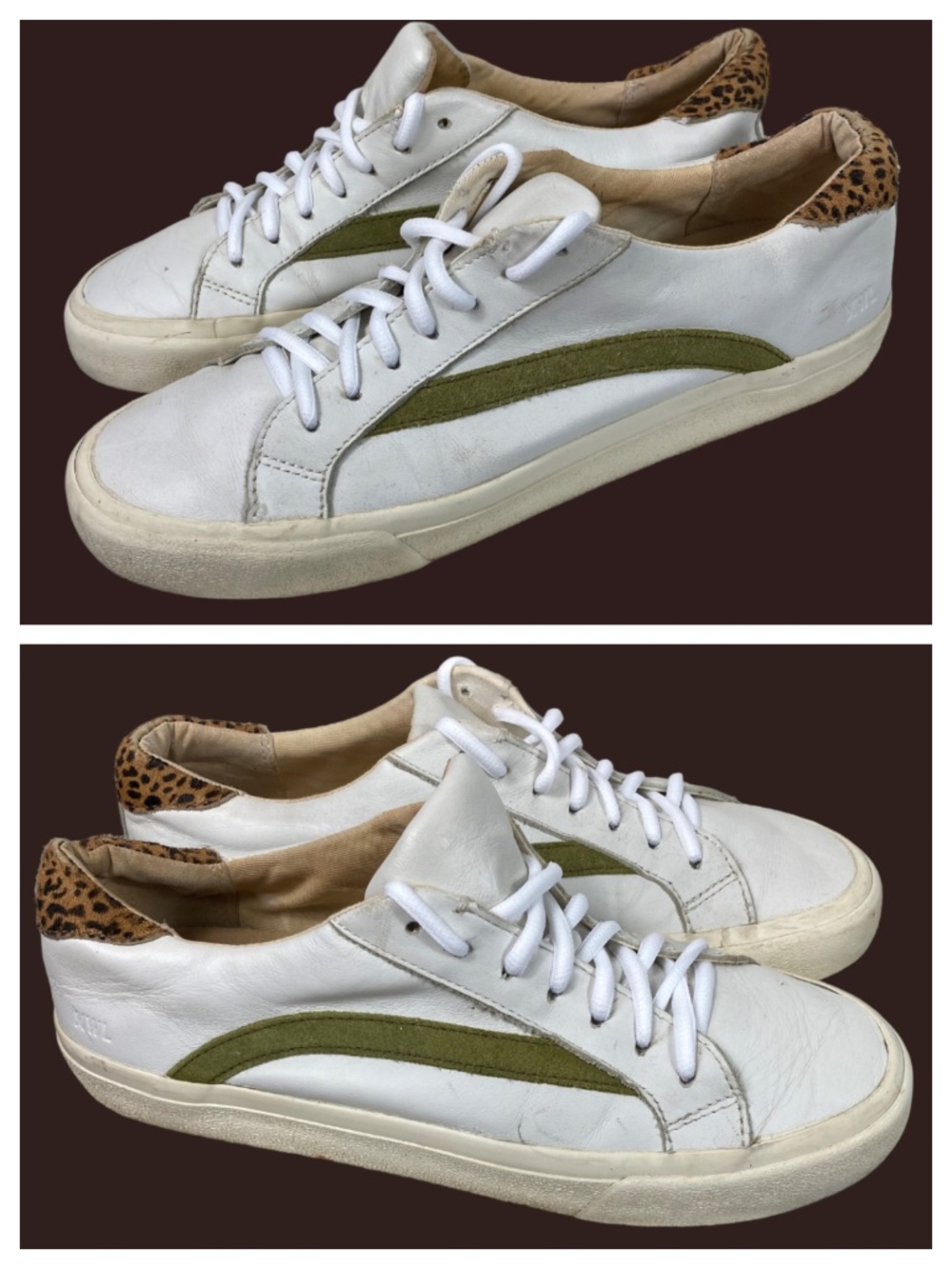 Madewell Sidewalk Sneakers Shoes Sz 9 White Leather Calf Hair Animal Print Low - Picture 2 of 10